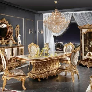 Hot selling luxury turkey marble dining table High quality classic turkey dining table sets