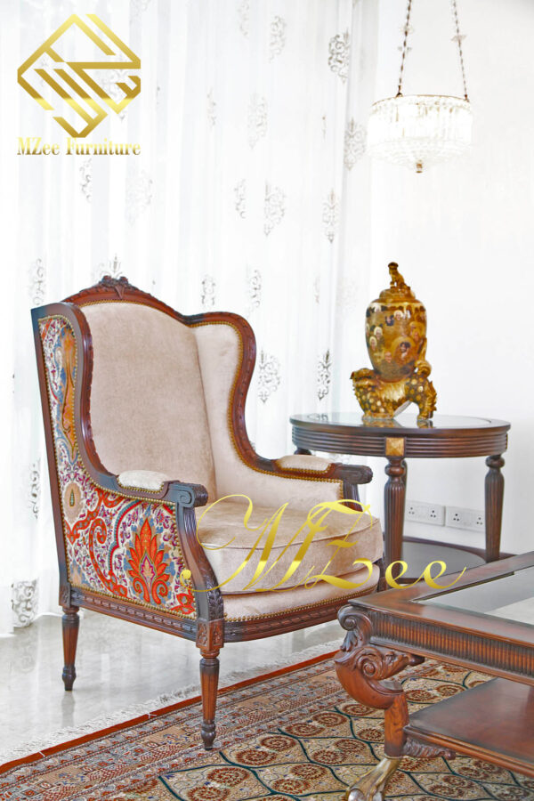 Luxury wing chair design MZee Furniture Chiniot