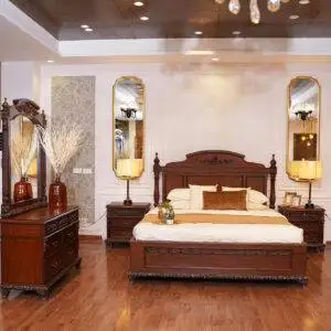 king size bed frame wooden bed with storage MZee Furniture design Chiniot