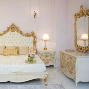 Luxury king size bed design in Pakistan Classic double bed set Chinioti furniture shop Mzee Furniture