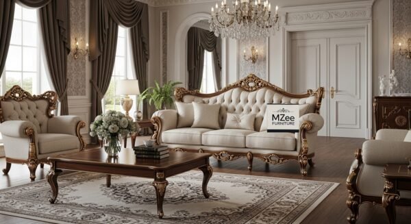 Luxury Wooden Classic Sofa Set Bahrain Price MZee Furniture