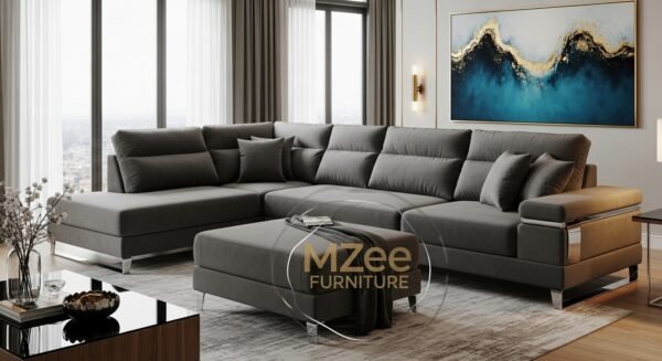 MZee L shape sofa design 2025 with table for living room