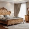 Modern handcrafted Sheesham wood bed set - Chinioti furniture style
