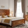 Modern handcrafted Sheesham wood bed set - Chinioti furniture style