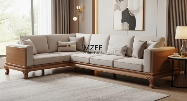 MZee L shape sofa design 2025 with table for living room