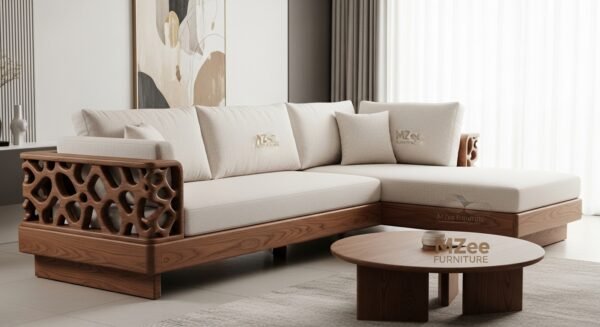 MZee L shape sofa design 2025 with table for living room