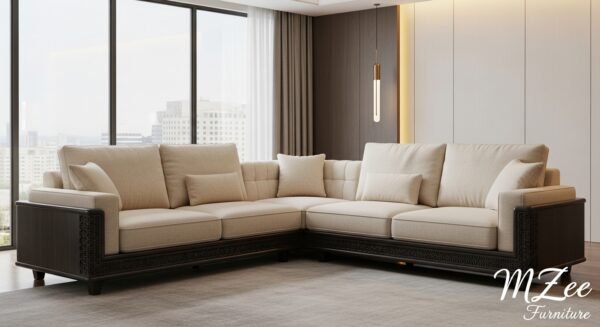 MZee L shape sofa design 2025 with table for living room