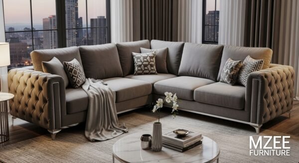 MZee L shape sofa design 2025 with table for living room
