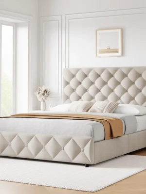 Bed Design with Storage King Size Solid Wood Furniture Pakistan