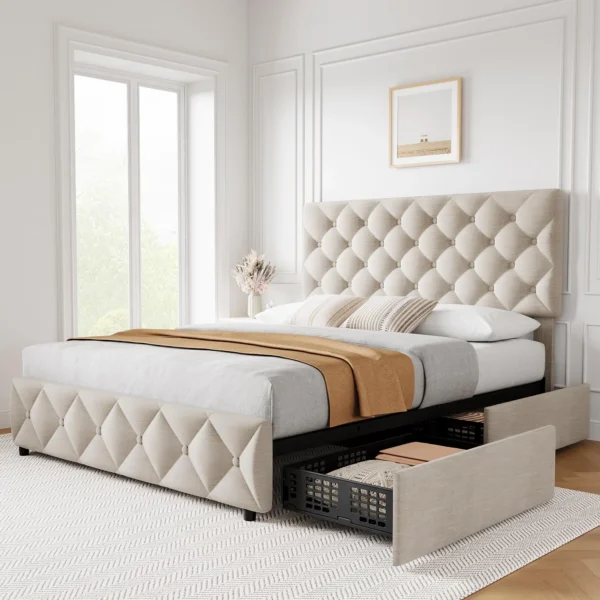 Bed Design with Storage King Size Solid Wood Furniture Pakistan