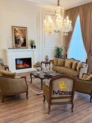 7 seater sofa set by MZee Furniture with premium upholstery and modern luxury design for large living rooms