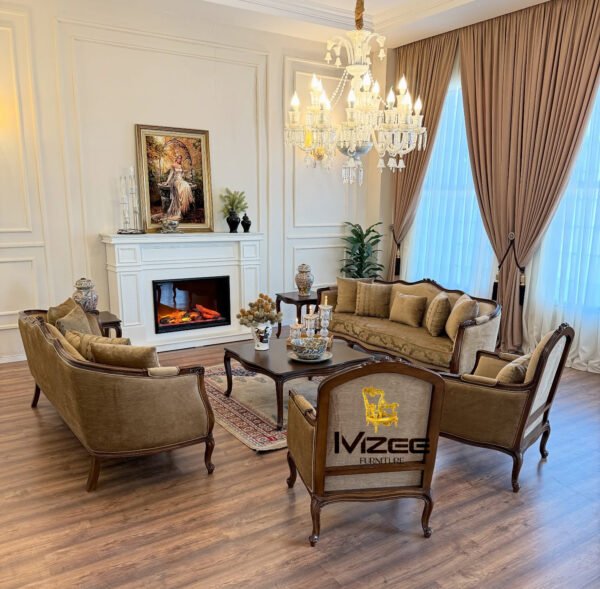 7 seater sofa set by MZee Furniture with premium upholstery and modern luxury design for large living rooms