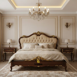 Luxury Wood King Size Bed Set Bedroom Furniture Home Decor