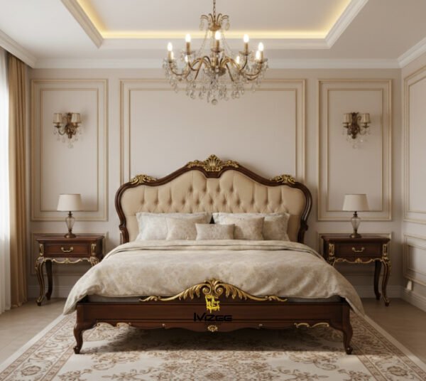 Luxury Wood King Size Bed Set Bedroom Furniture Home Decor