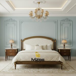 King Bed Frame MZee Luxury Solid Wood King Bed for Modern Homes