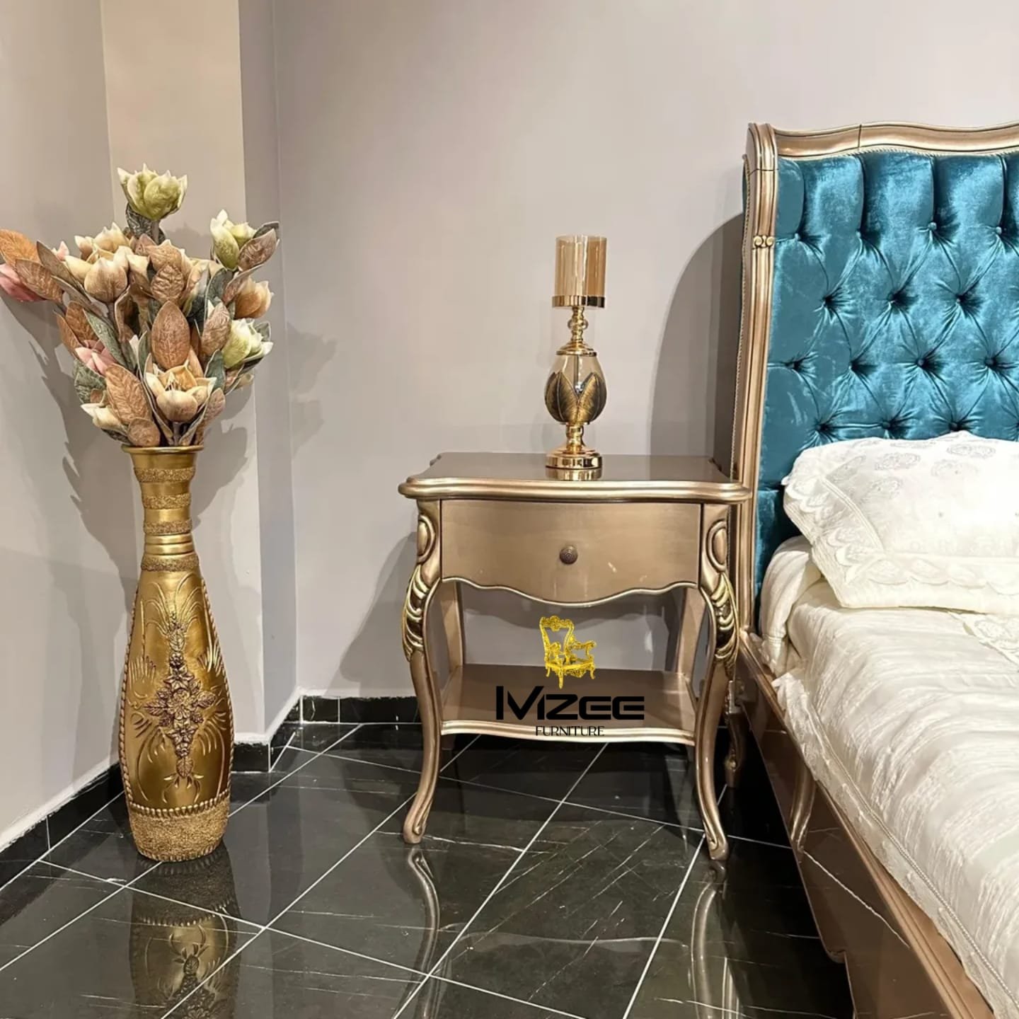 King Size Bed by MZee Furniture Luxury Wooden Bed with Storage Chinioti Bed Set