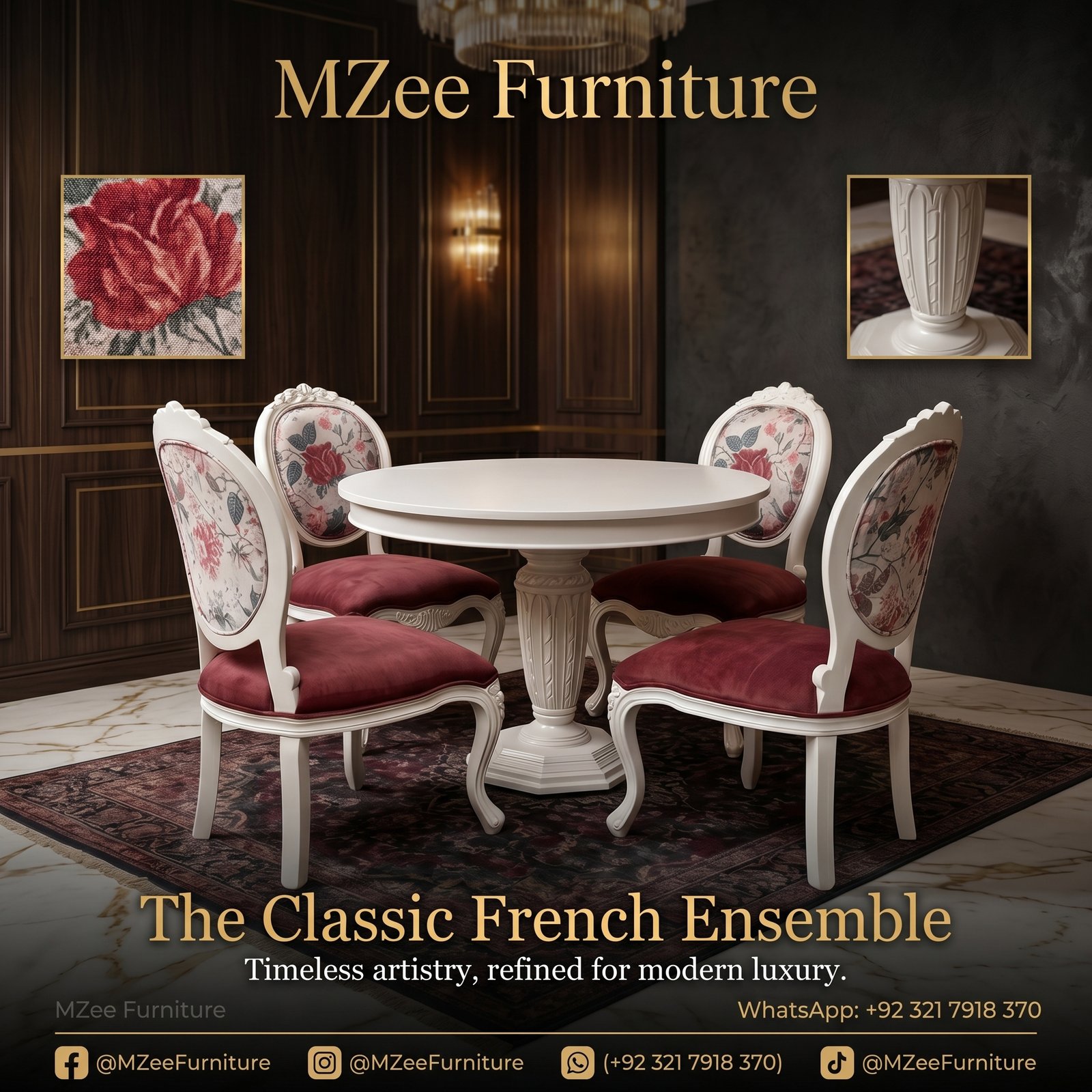 mzee luxury round dining table set