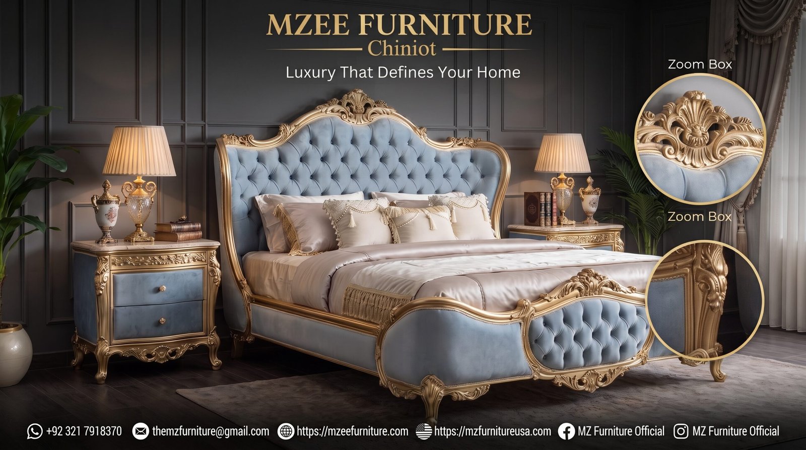 King Bed Set BS001 | Luxury Sheesham Wood | MZee