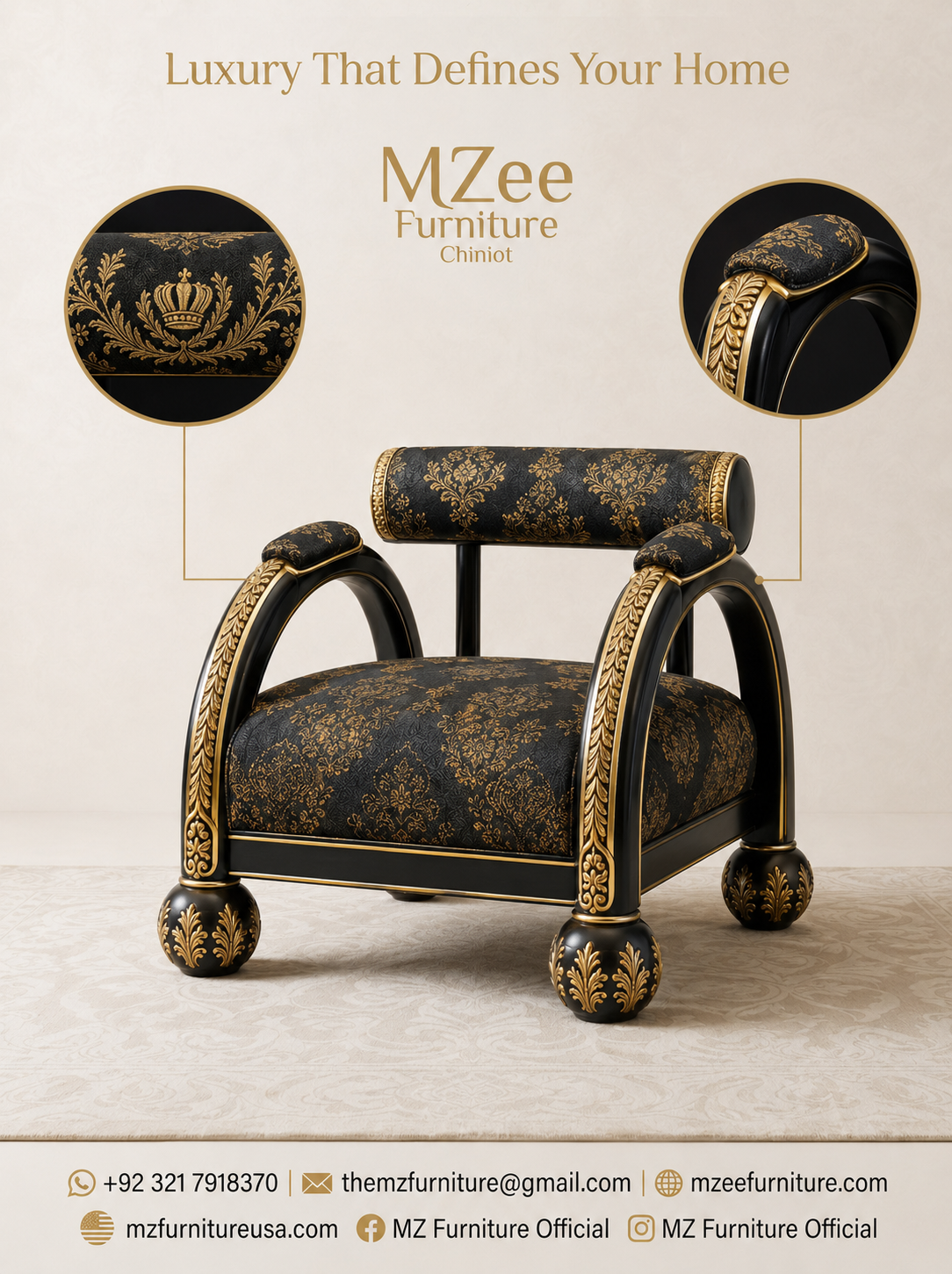 Turkish Carved Arm Chair